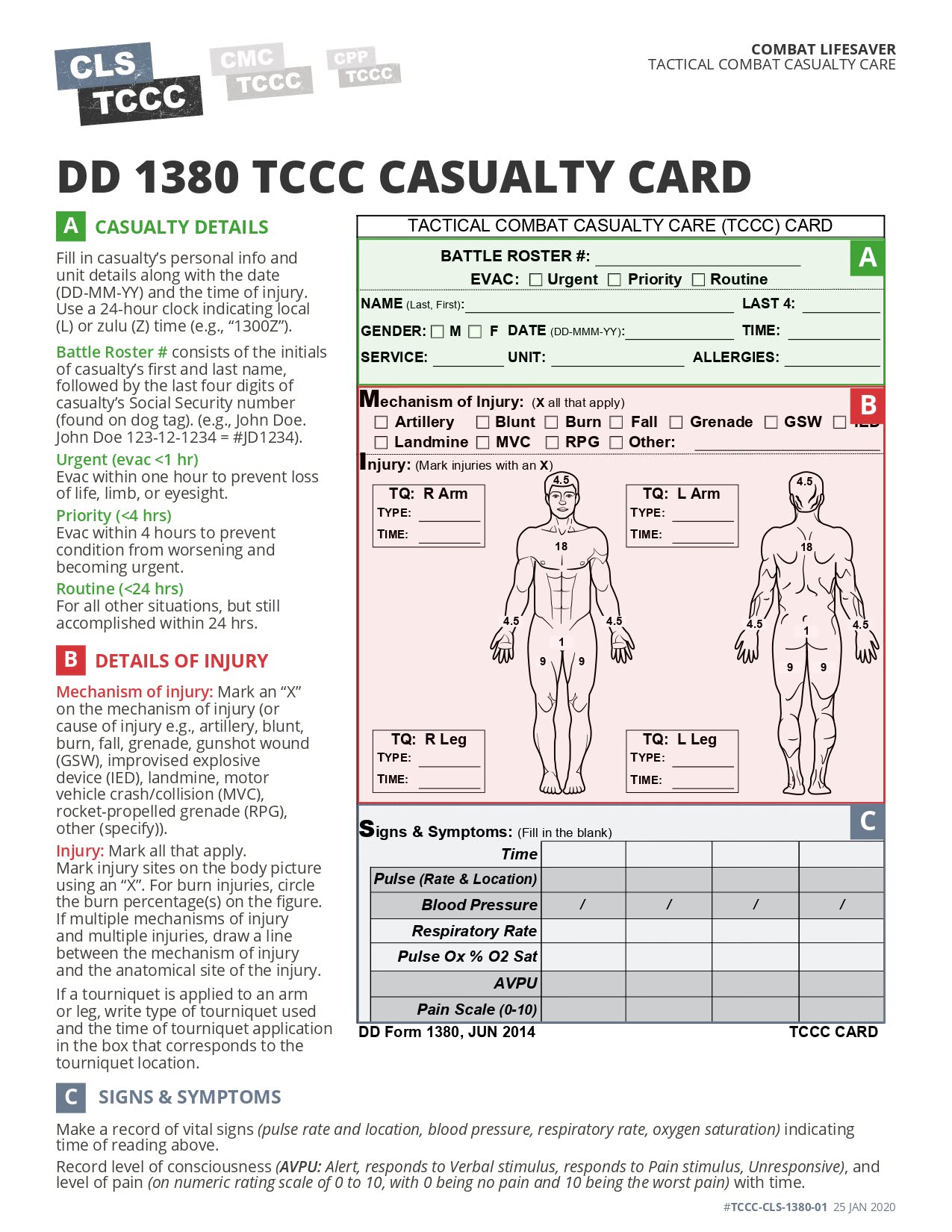 DD Form 1380 TCCC Card, page 1