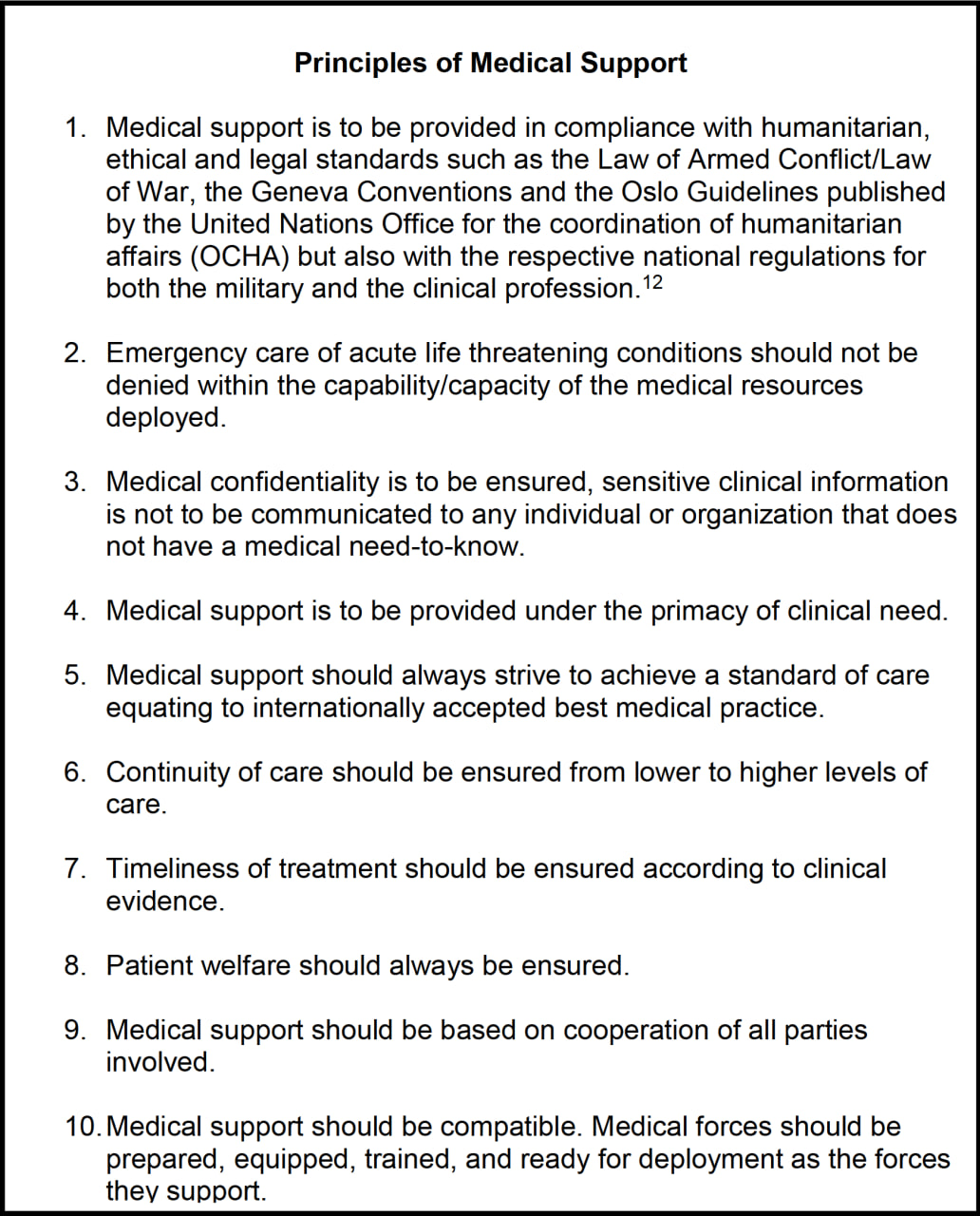 Principles of medical support