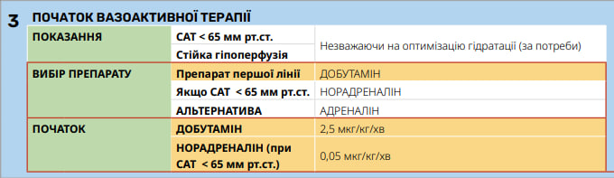 Крок 3: початок вазоактивної терапії - ССТ СОП С11