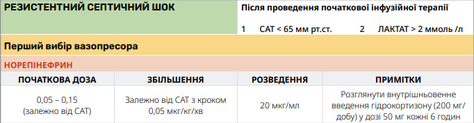 Крок 1: резистентний септичний шок після початкової інфузійної терапії - ССТ СОП С13