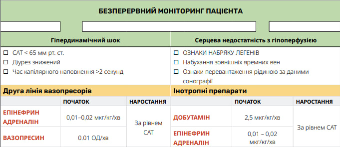 Крок 2: Персистентна гіпердинамічна фаза септичного шоку або серцева дизфункція - ССТ СОП С13