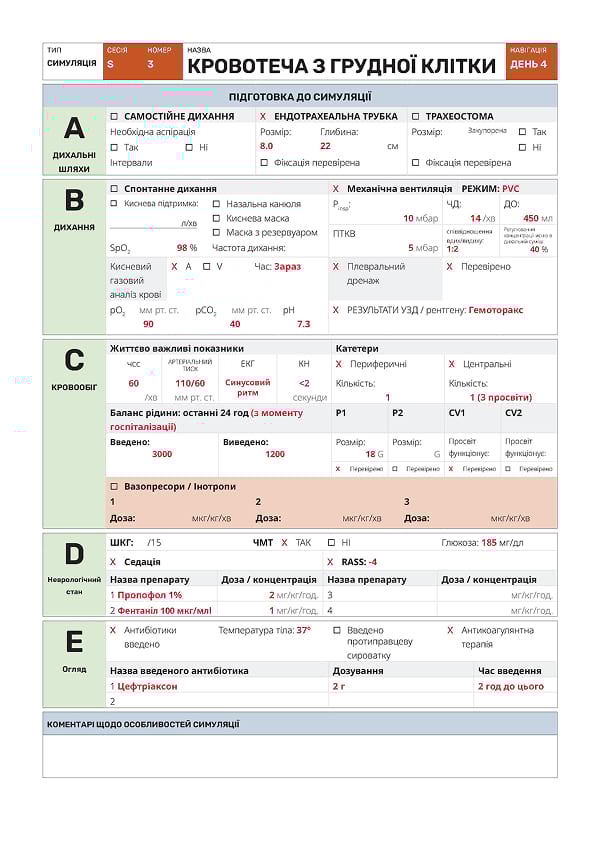 Симуляція S3: кровотеча з грудної клітки - 2