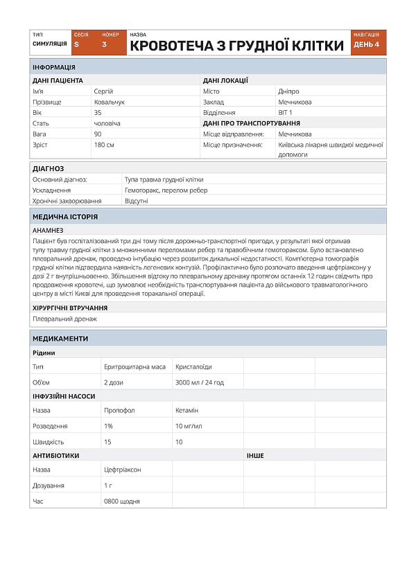 Симуляція S3: кровотеча з грудної клітки - 4