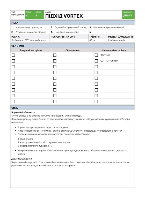 Відпрацювання A1: підхід VORTEX