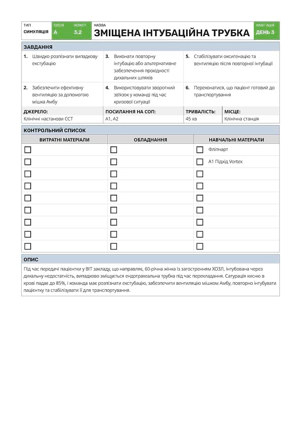 Симуляція А3.2: зміщена інтубаційна трубка - 1