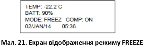 Екран відображення режиму FREEZE