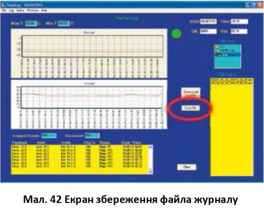 Екран збереження файла журналу