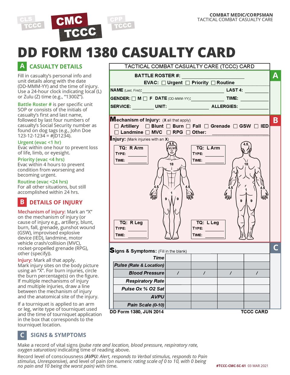 DD Form 1380 (TCCC Card)