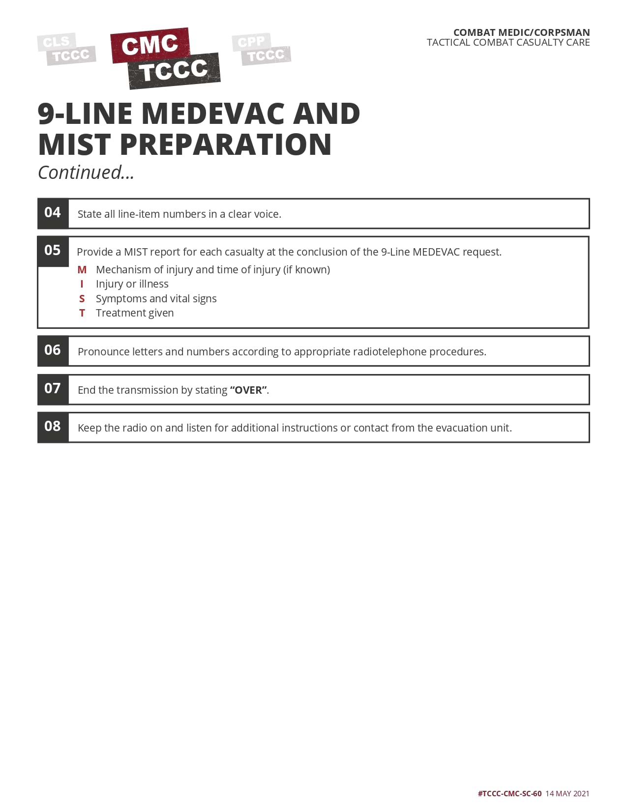 Prepare and Transmit 9-Line MEDEVAC and MIST Report, cmc, page 2