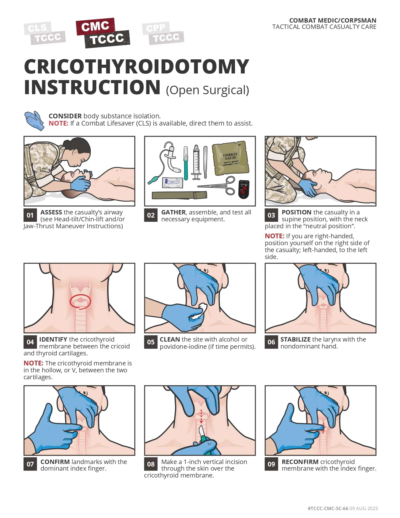 Cricothyroidotomy Instruction (Open Surgical), cmc, page 1