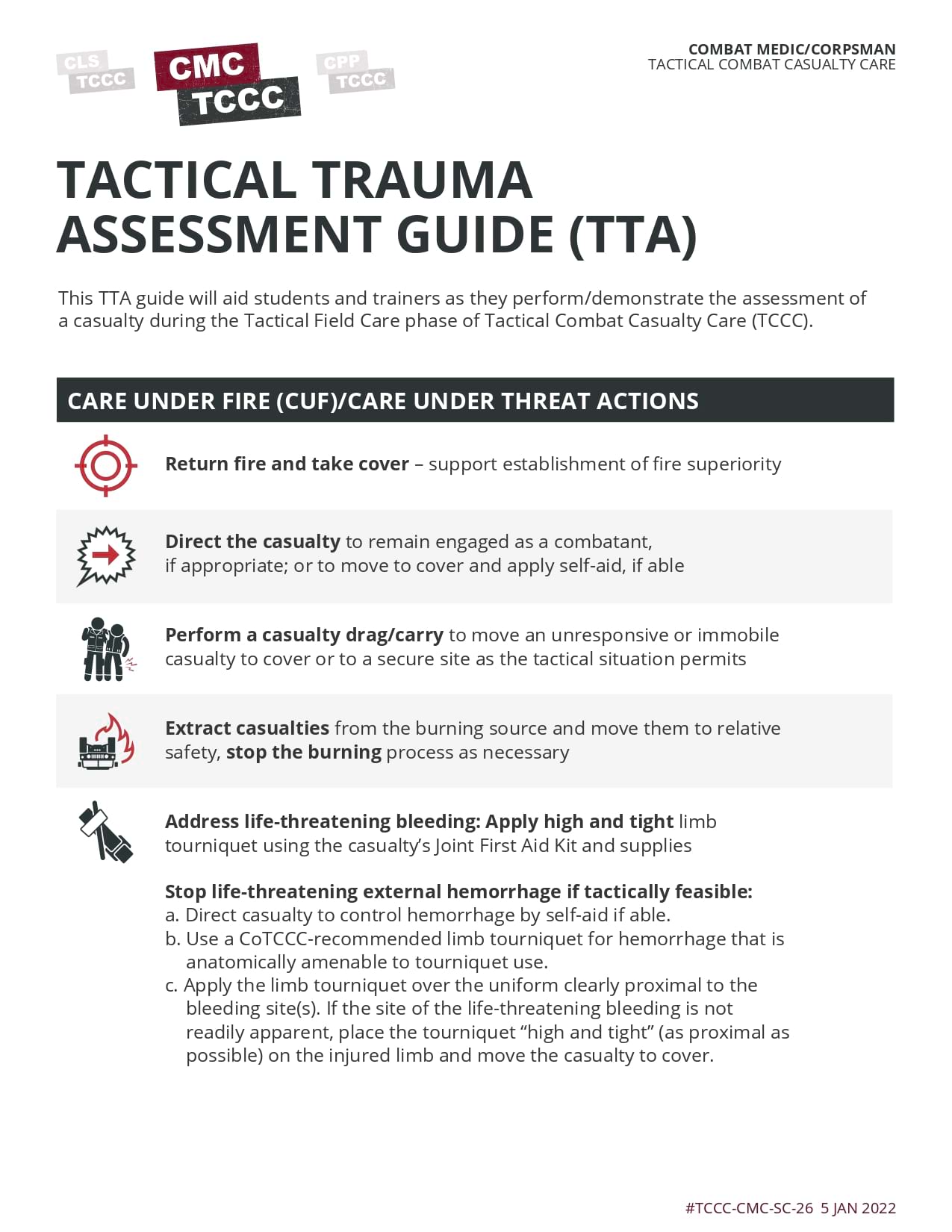 Tactical Trauma Assessment Guide, cmc, page 1