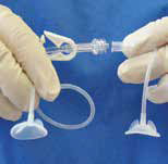 Step 2. Connect 1/2 Morgan Lens to delivery IV tubing set