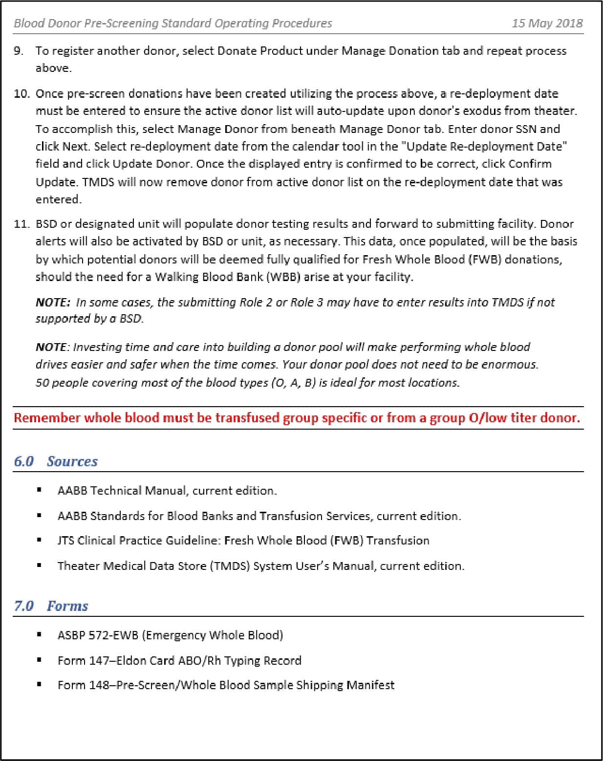 Blood Donor Pre-Screening SOP (Page 5)