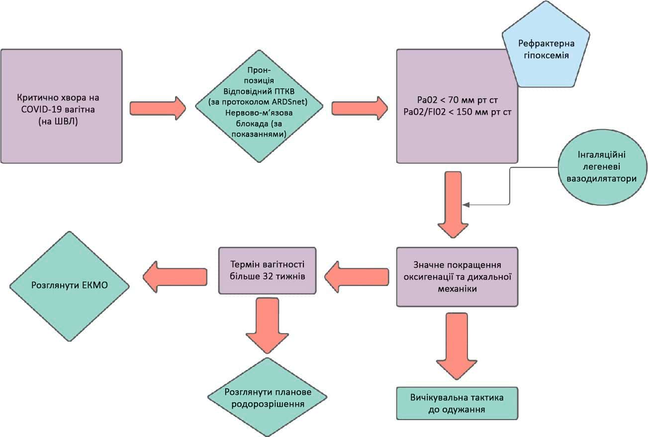 Алгоритм лікування рефрактерної гіпоксемії у критично хворих вагітних з COVID-19