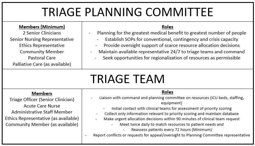 Crisis Level Surge – Composition and Roles of the Triage Team