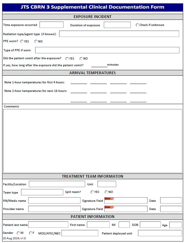 Supplemental CBRN Documentation Form