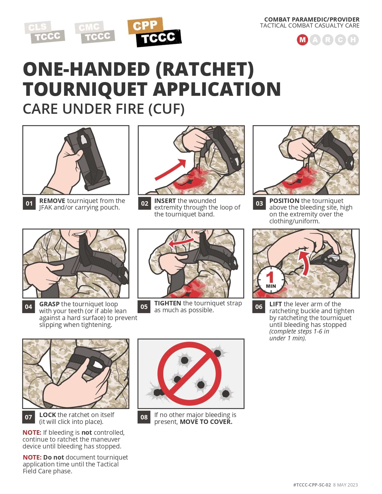 One-Handed (Ratchet) Tourniquet Application (CUF)