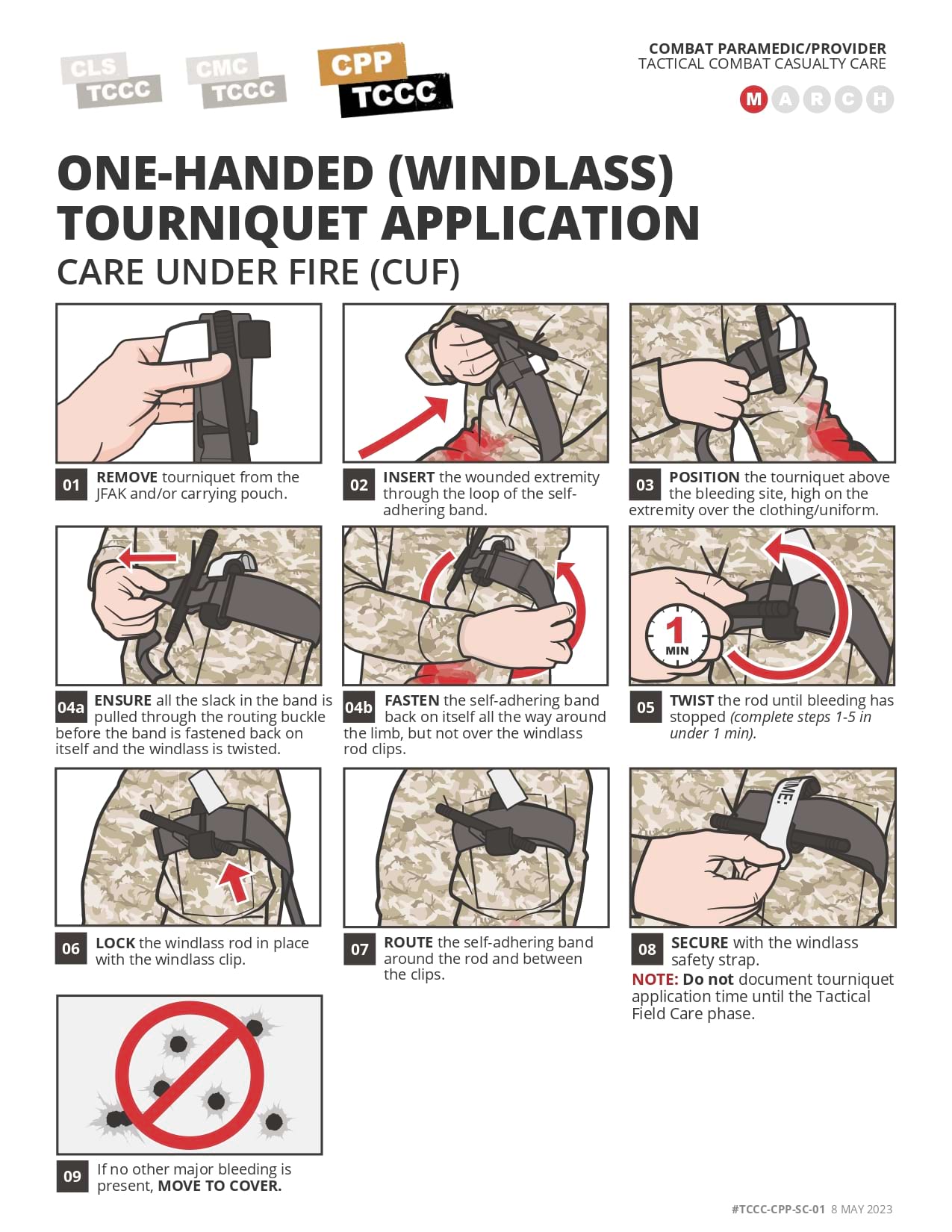 One-Handed (Windlass) Tourniquet Application (CUF)