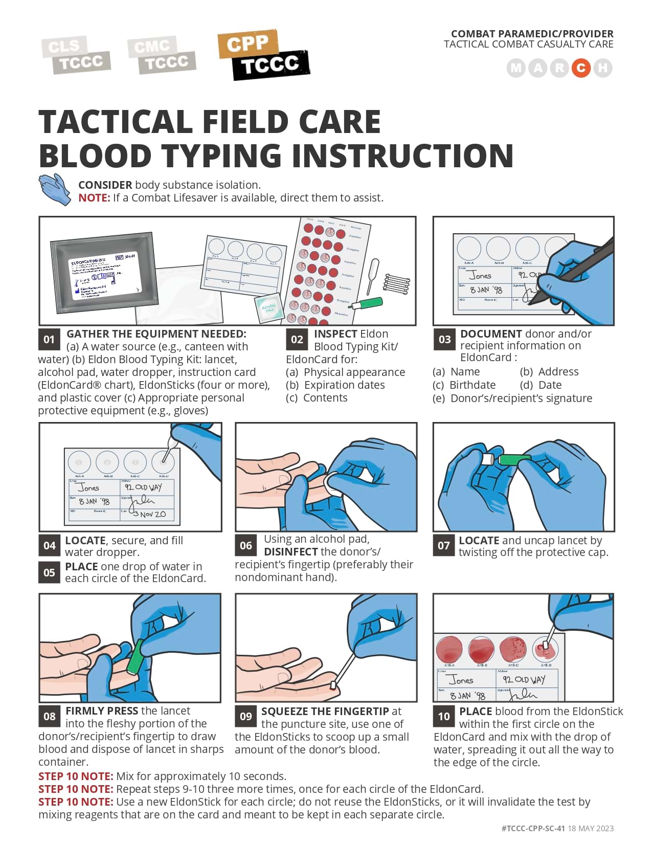 Tactical Field Care Blood Typing Instruction, cpp, page 1