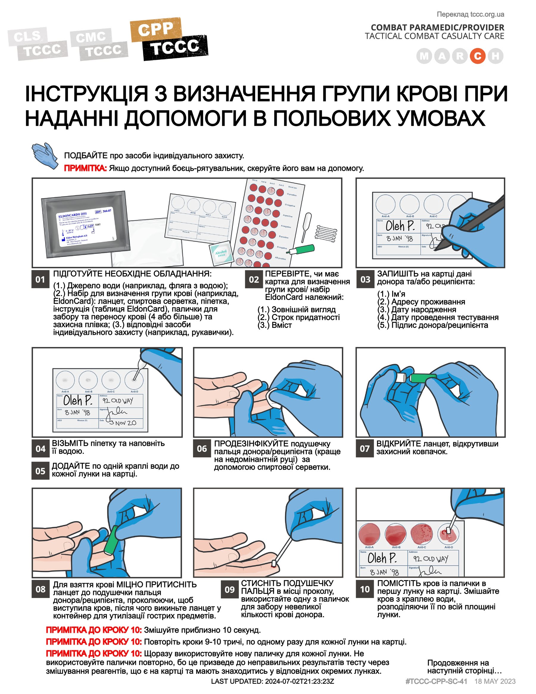 Інструкція з визначення групи крові при наданні допомоги в польових умовах, cpp, сторінка 1