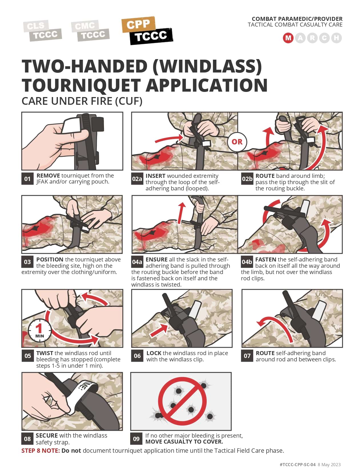 Two-Handed (Windlass) Tourniquet Application (CUF)