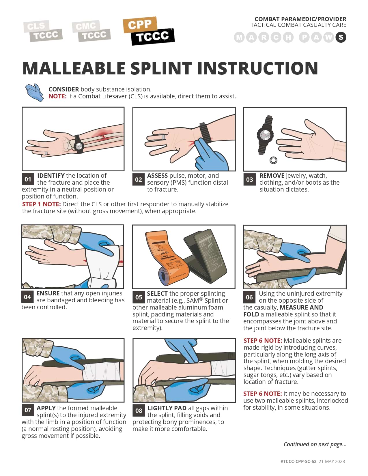 Malleable Splint Instruction, cpp, page 1