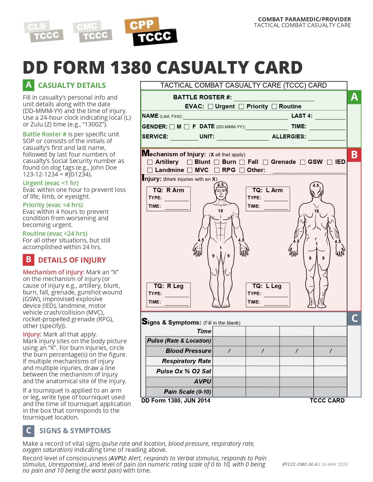 DD Form 1380 (TCCC Card), cpp, page 1