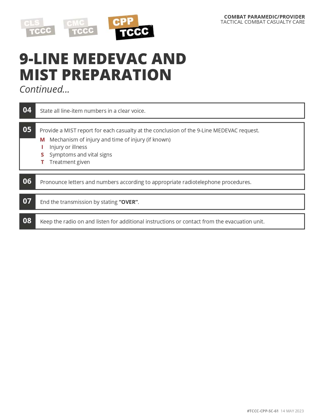 9-Line MEDEVAC & MIST Preparation, cpp, page 2