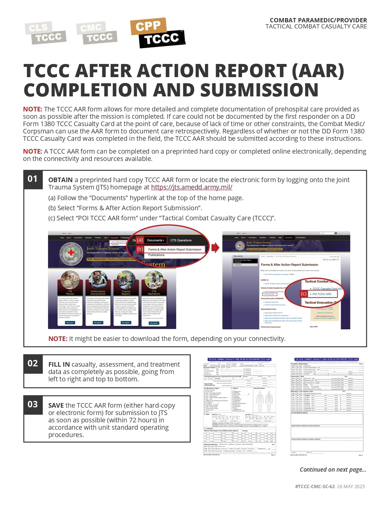 After Action Report (AAR) Completion & Submission, cpp, page 1